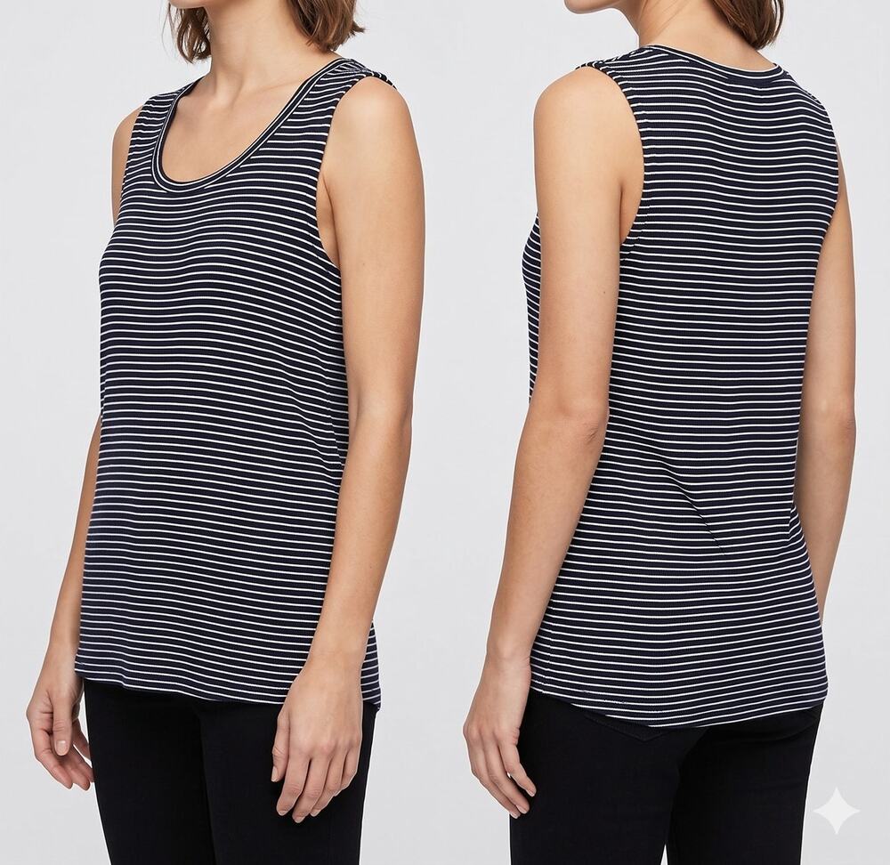 Old Navy Womens Medium Black White Stripe Sleeveless Tank Top